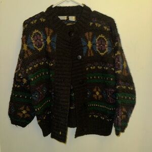 Vintage Patterned Knit Cardigan